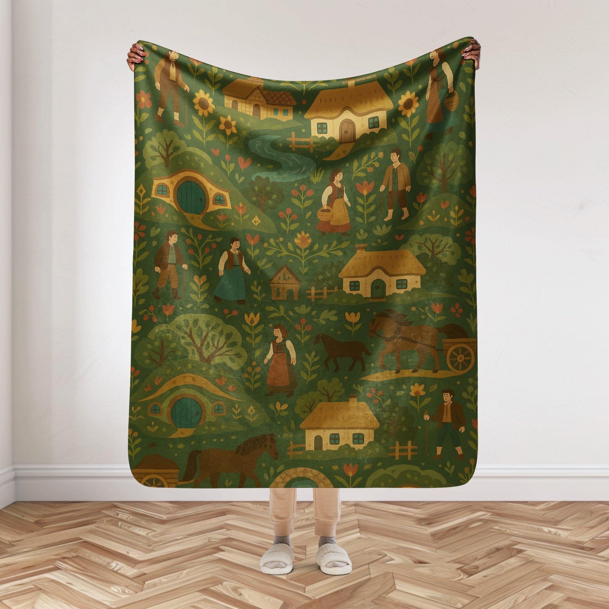 TheShireNeighborhood Folk-Art Sherpa Blanket