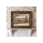 Rosehill Cottage Watercolor Painting Holiday Art Print Christmas Wall Decor
