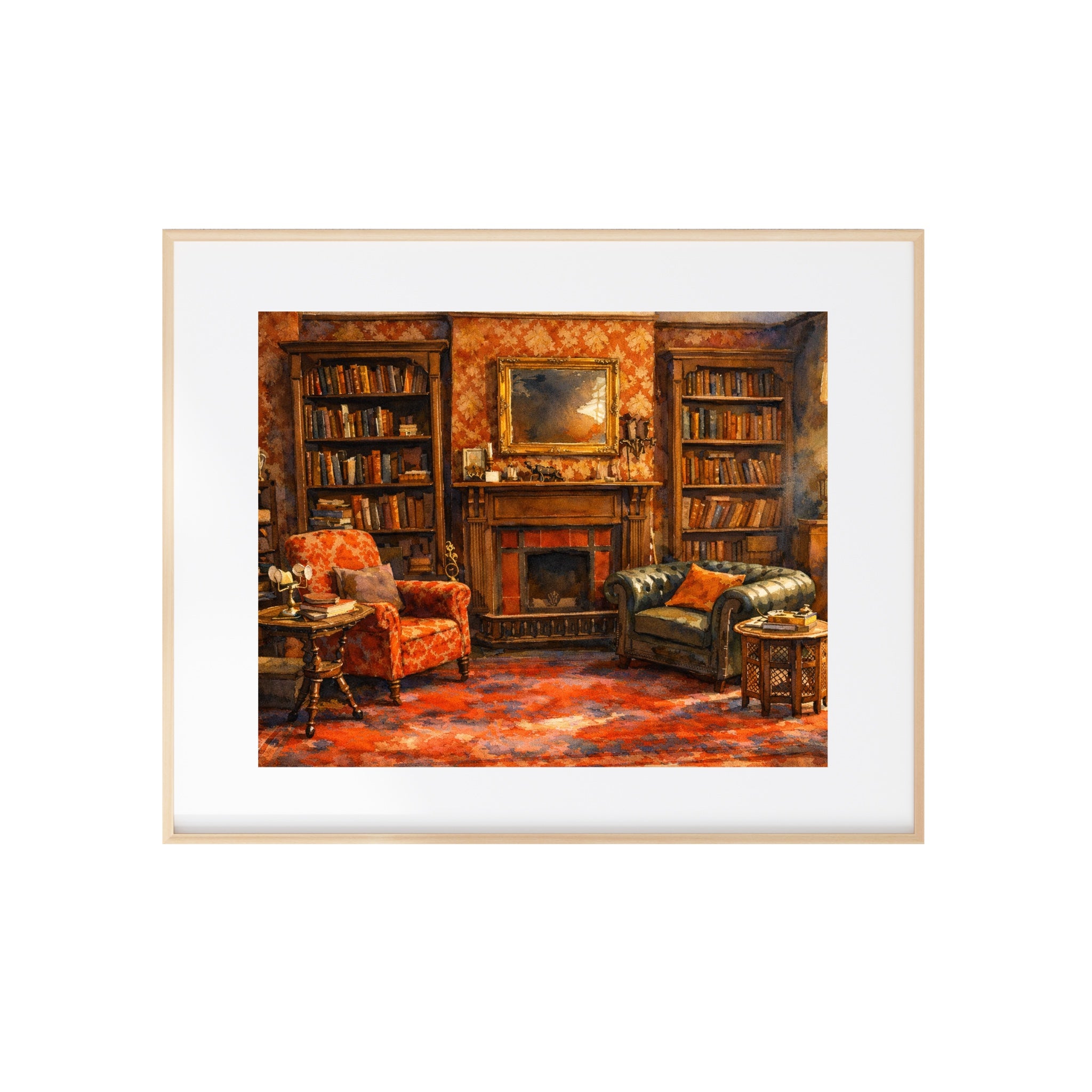 Sherlock Holmes Living Room Art Print 221b Baker Street Watercolor Painting Book Decor