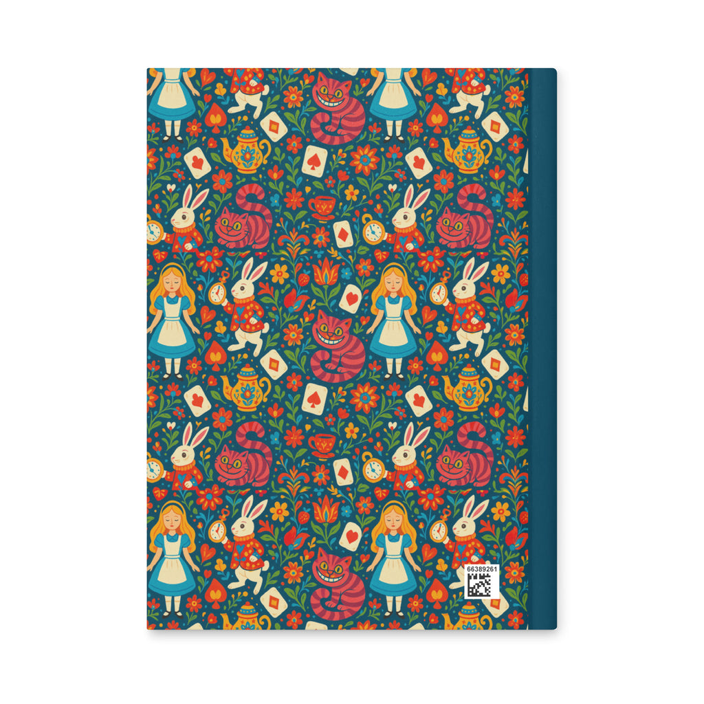 Alice in Wonderland Navy Hardcover Lined Notebook with Lovely Matte Finish