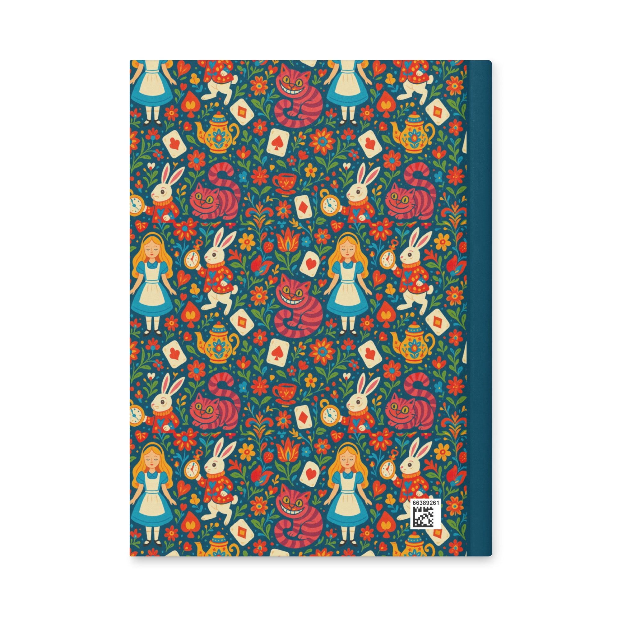 Alice in Wonderland Navy Hardcover Lined Notebook with Lovely Matte Finish
