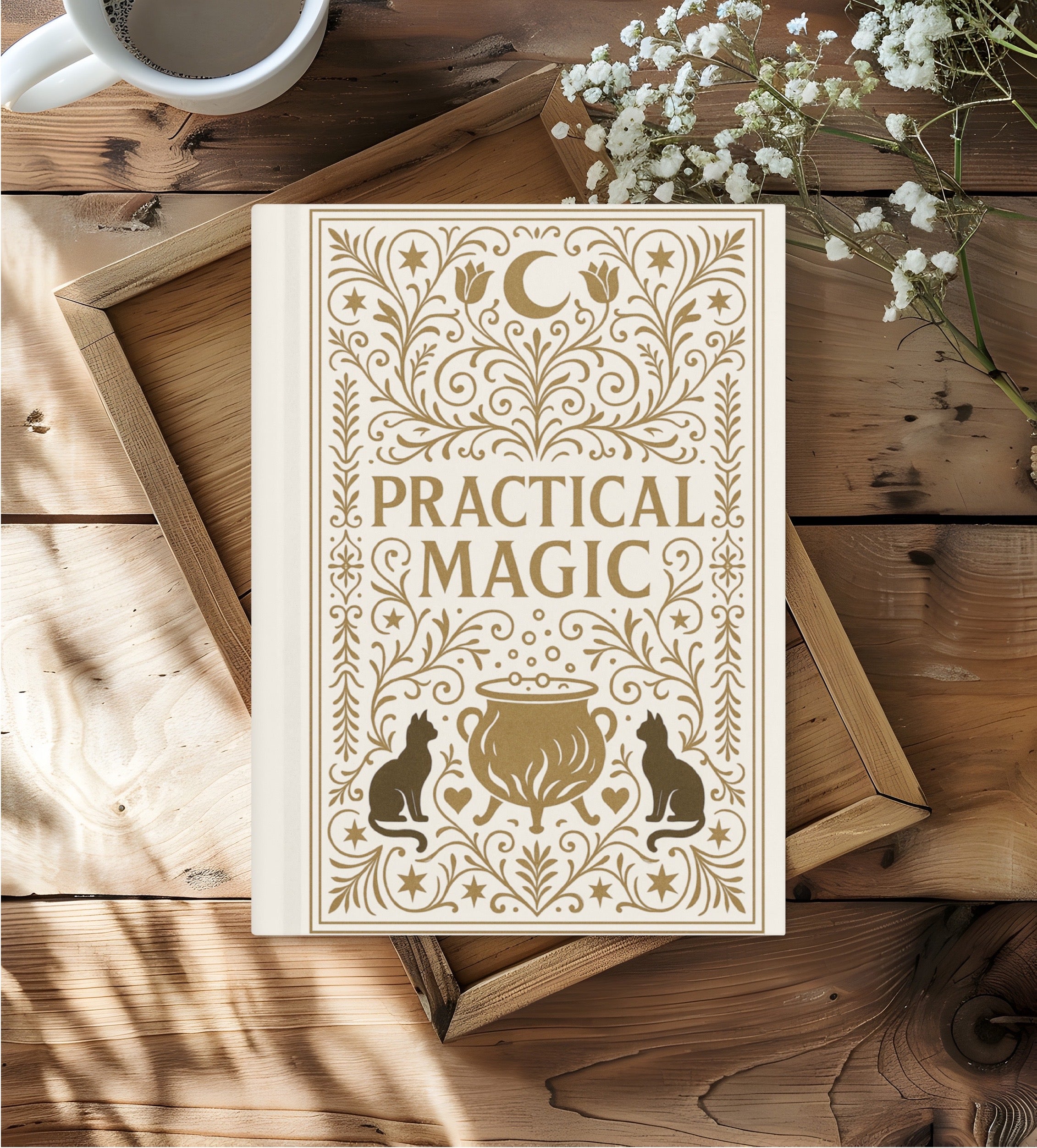 Magic Black Cats Hardcover Lined Notebook with Lovely Matte Finish