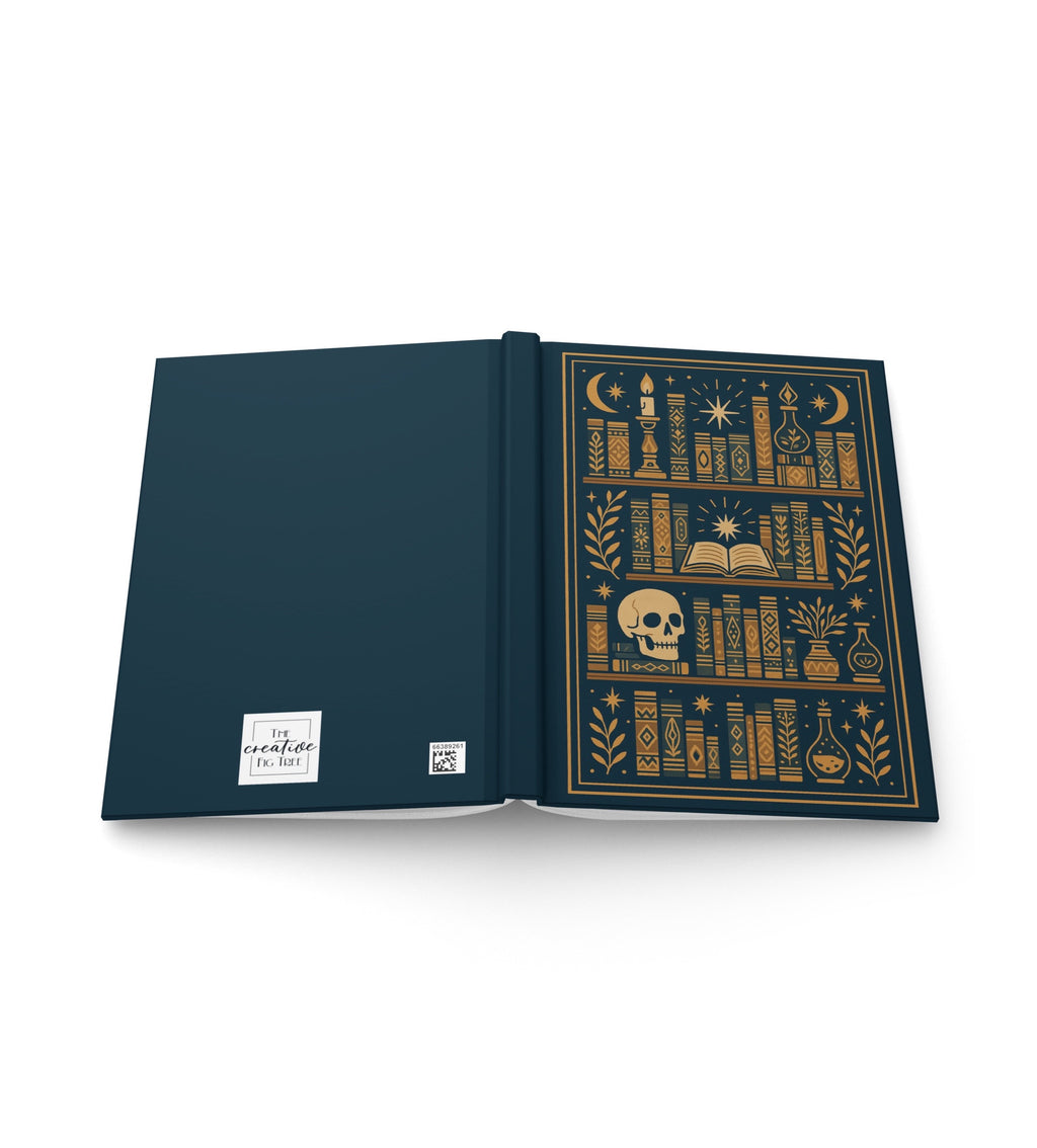 Dark Academia Bookshelf Hardcover Lined Journal with Lovely Matte Finish