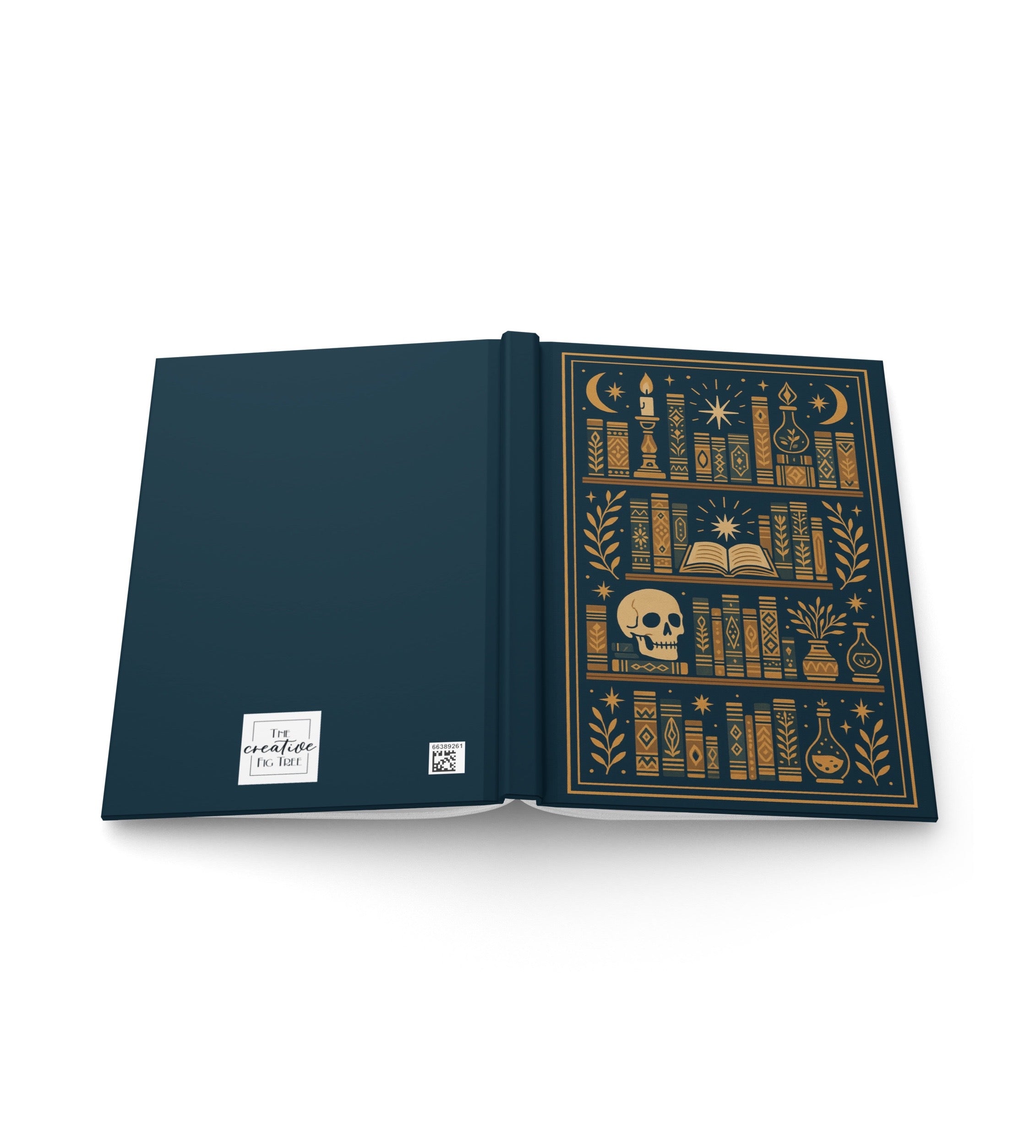 Dark Academia Bookshelf Hardcover Lined Journal with Lovely Matte Finish