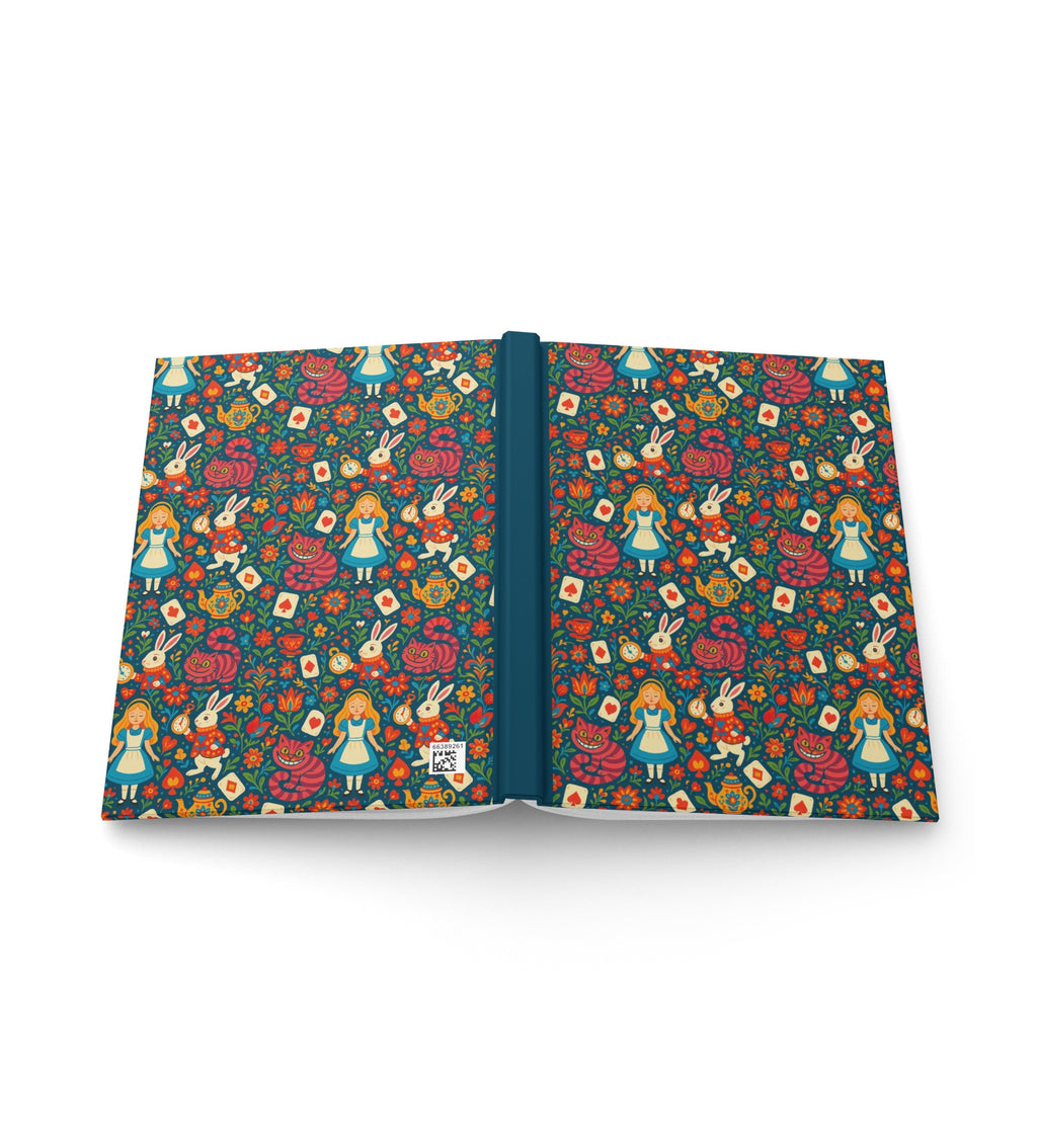 Alice in Wonderland Navy Hardcover Lined Notebook with Lovely Matte Finish