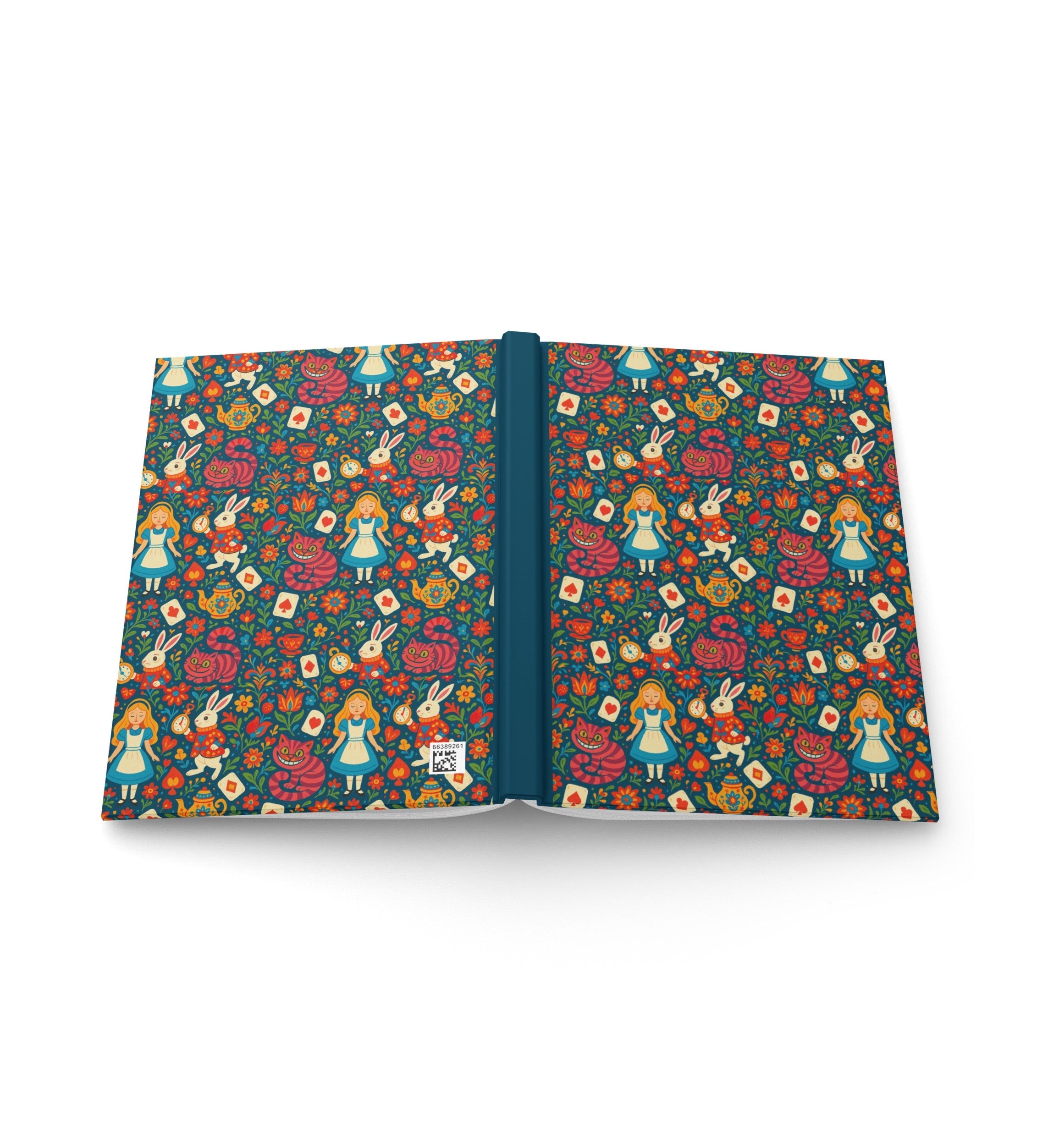 Alice in Wonderland Navy Hardcover Lined Notebook with Lovely Matte Finish