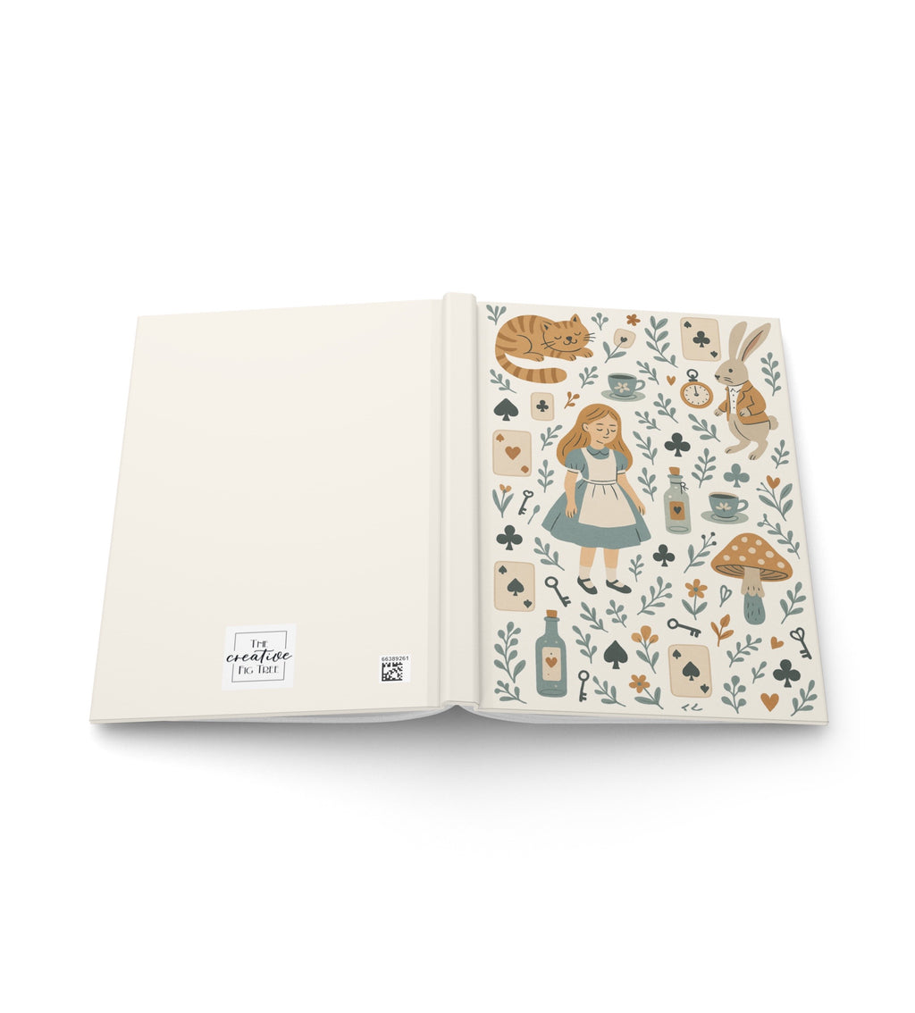 Alice in Wonderland Cream Hardcover Lined Notebook with Lovely Matter Finish