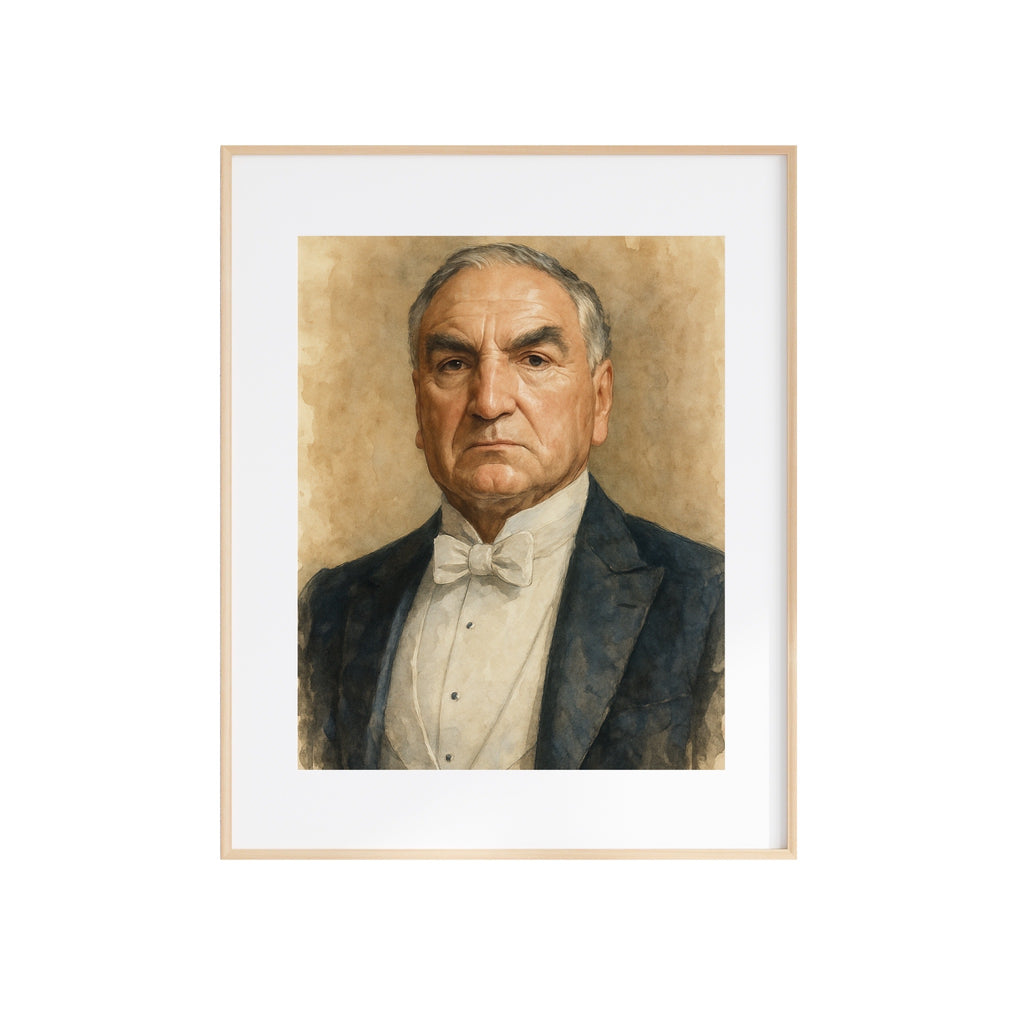 Mr. Carson Portrait Downton Abbey Watercolor Painting Art Print