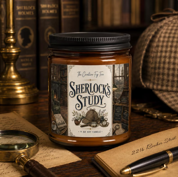 Sherlock's Study Amber Jar Soy Scented Candle