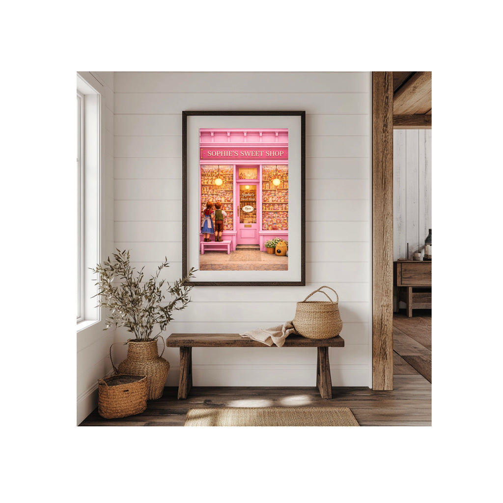 Hanz and Gret Art Print Sophie's Sweet Shop Illustration Kids Room Wall Decor Candy and Treats Store Artwork