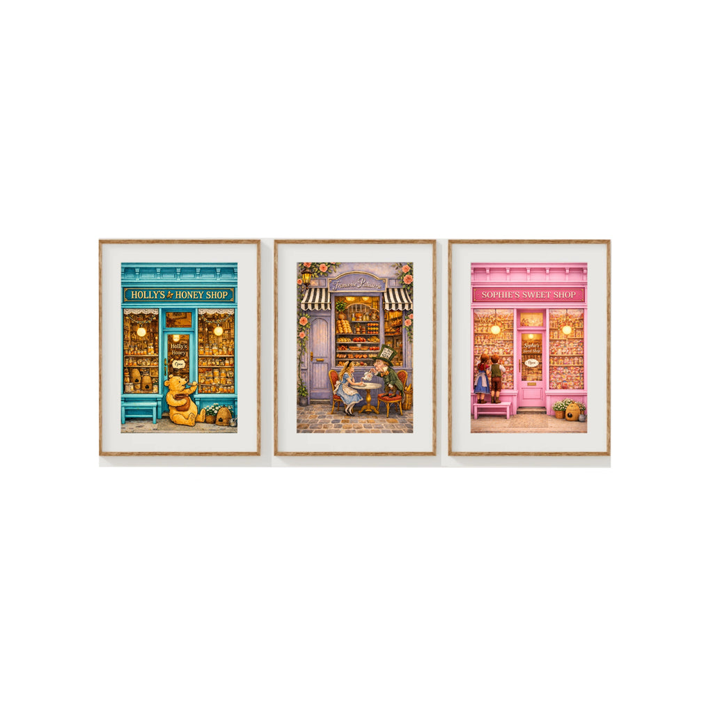 A Beloved Bear's Snack Art Print Holly's Honey Shop Illustration Kid's Room Gallery Wall Nursery Decor
