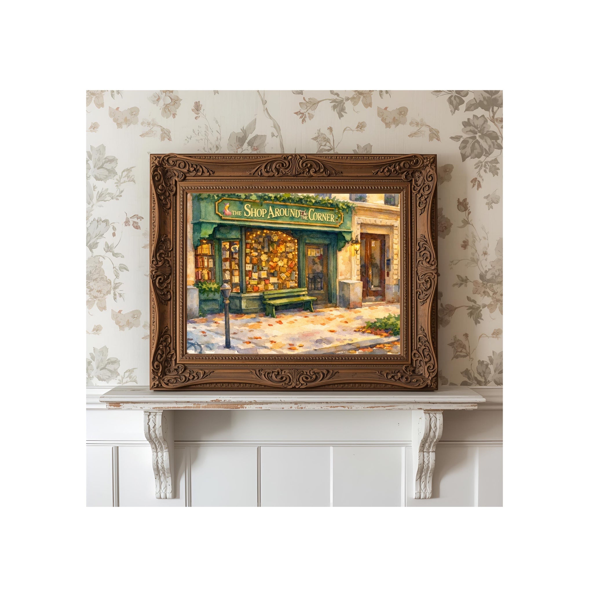 The Shop Around the Corner Art Print Autumn in New York City Watercolor Painting