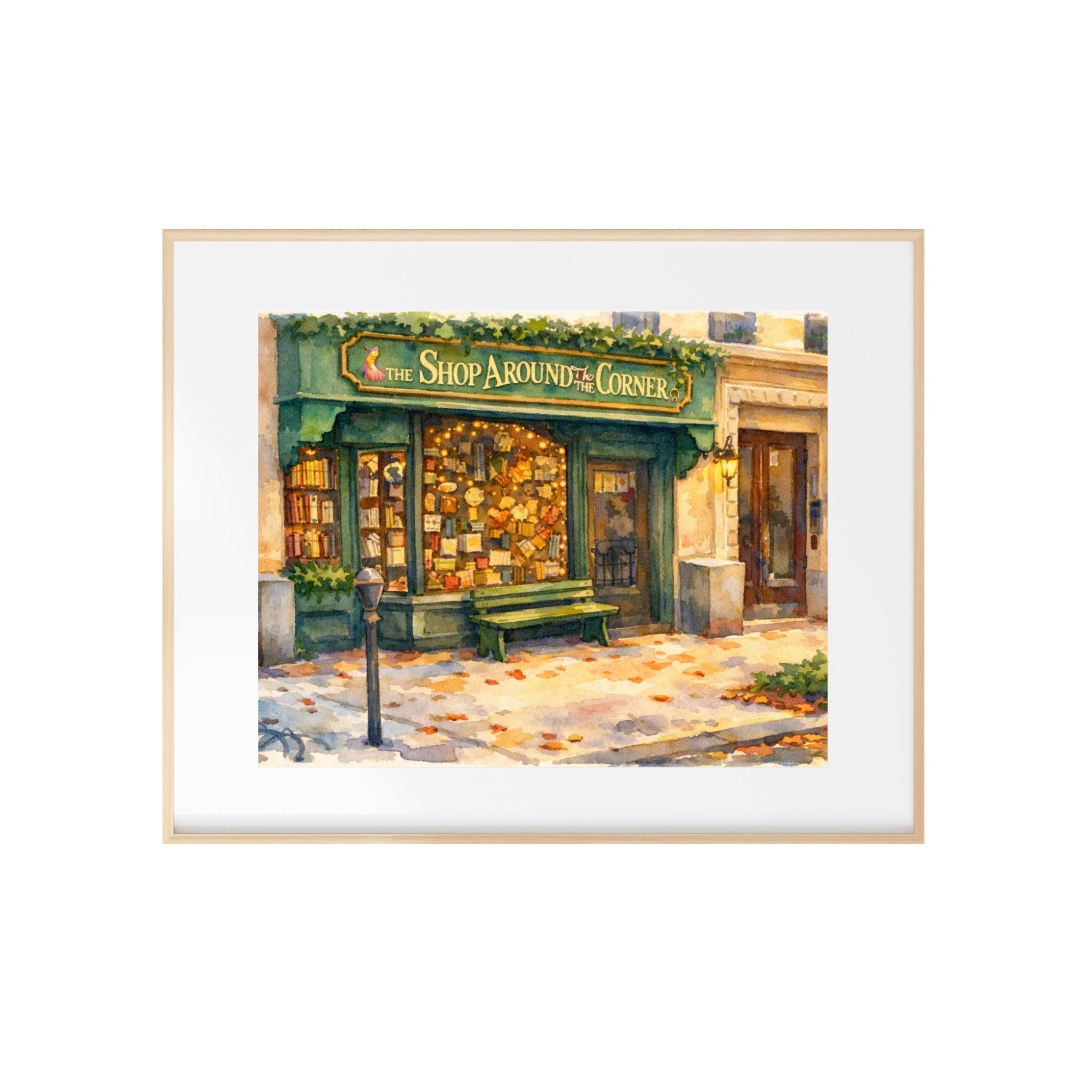 The Shop Around the Corner Art Print Autumn in New York City Watercolor Painting