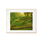 Wizard Visits a Friend Art Print House in a Hillside Watercolor Painting Fantasy Book Artwork Book Gallery Wall Kids Room Decor