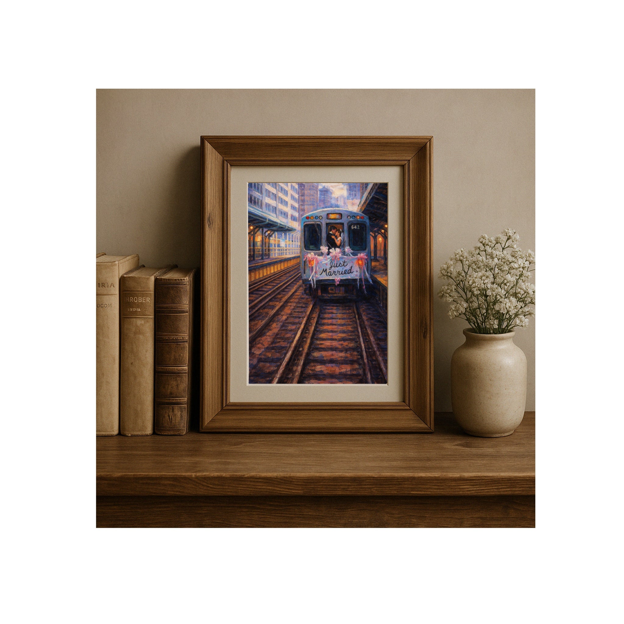 Just Married Art Print While You Were Sleeping Painting Romantic Gallery Wall Decor Wedding Gift