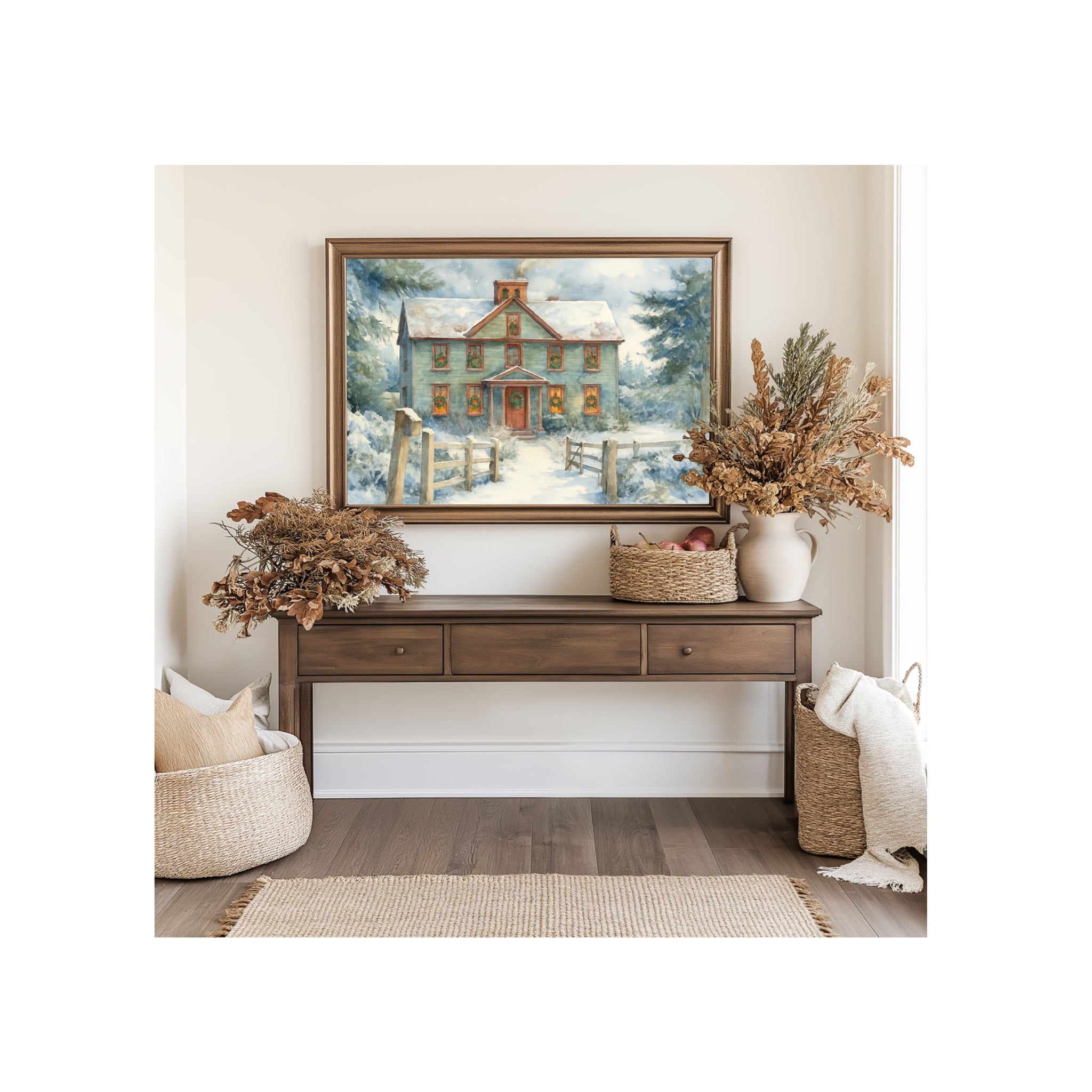 The March House Art Print Little Women Watercolor Painting Louisa May Alcott Artwork Christmas Gallery Wall Book Decor