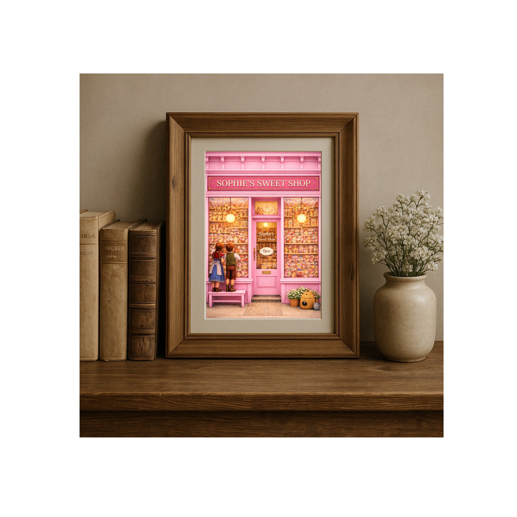 Hanz and Gret Art Print Sophie's Sweet Shop Illustration Kids Room Wall Decor Candy and Treats Store Artwork