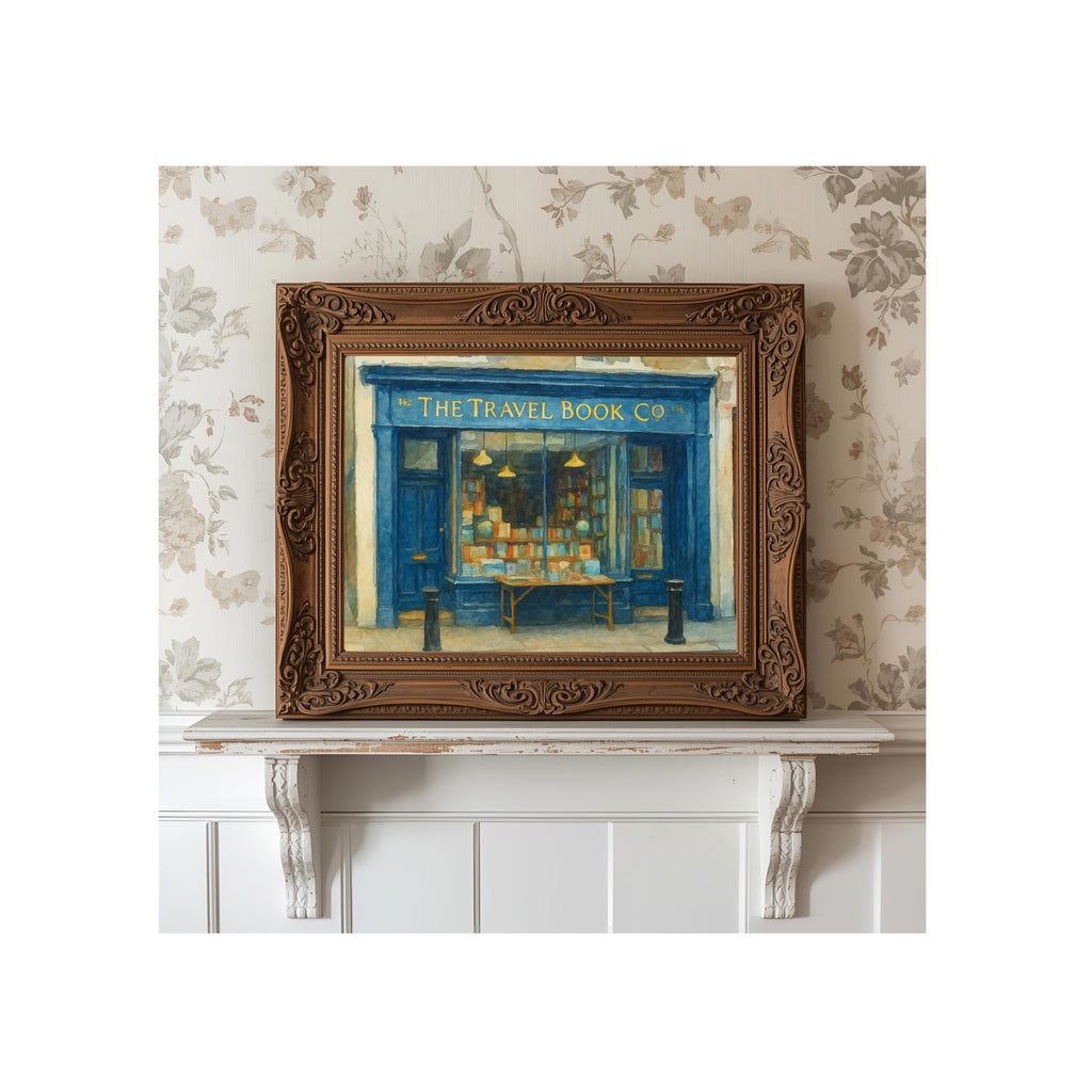 The Travel Book Art Print Notting Hill Watercolor Painting London Shop Front Artwork