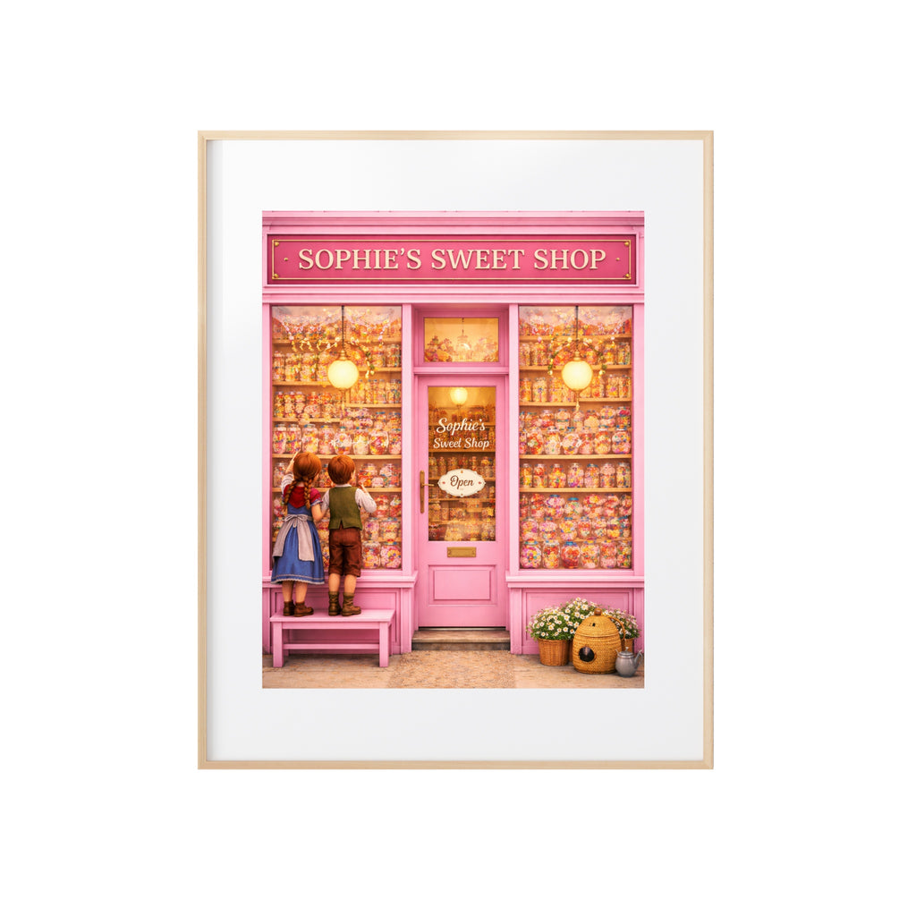 Hanz and Gret Art Print Sophie's Sweet Shop Illustration Kids Room Wall Decor Candy and Treats Store Artwork