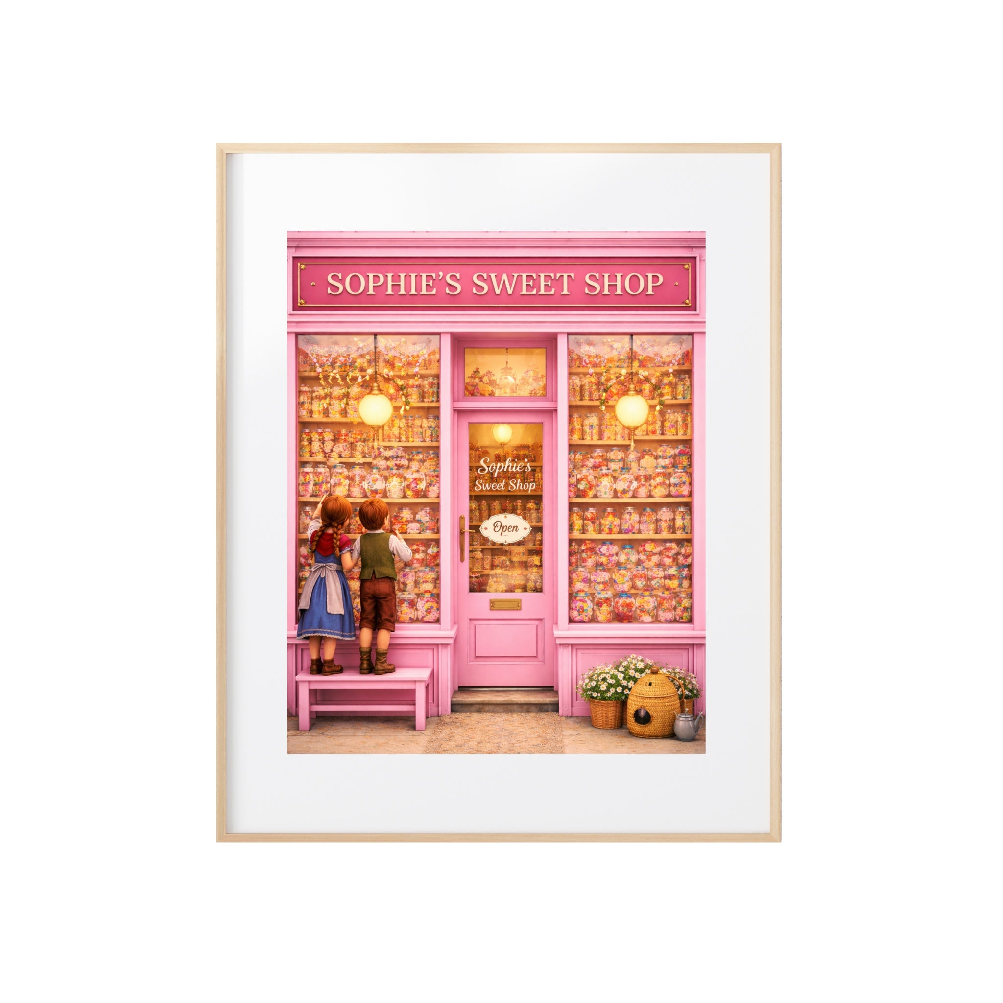 Hanz and Gret Art Print Sophie's Sweet Shop Illustration Kids Room Wall Decor Candy and Treats Store Artwork