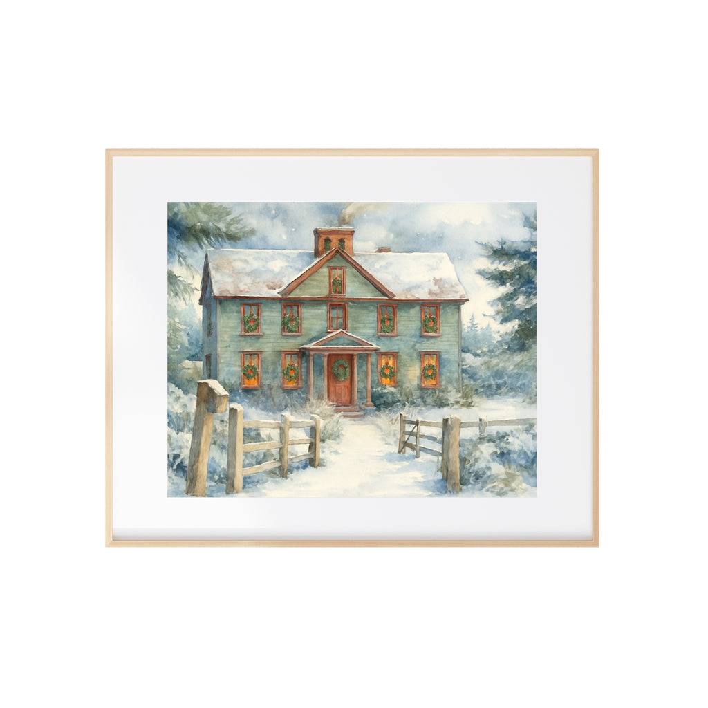 The March House Art Print Little Women Watercolor Painting Louisa May Alcott Artwork Christmas Gallery Wall Book Decor