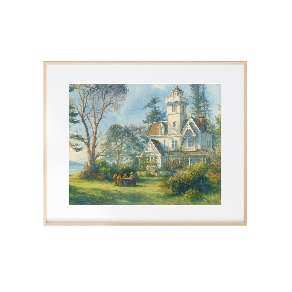 The Owens House Art Print Witch Sisters Watercolor Painting Magical Artwork Landscape Scenery Gallery Wall Decor