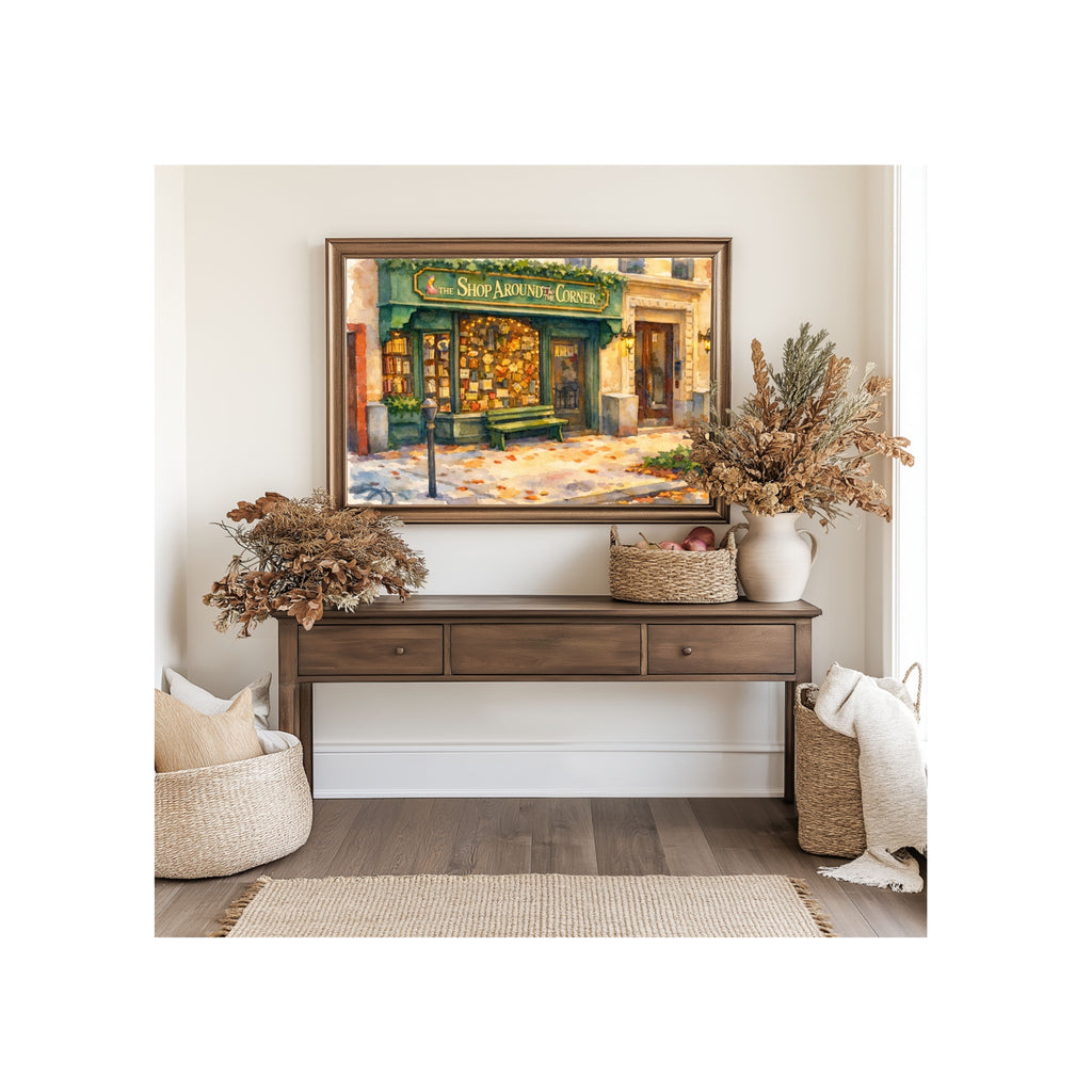 The Shop Around the Corner Art Print Autumn in New York City Watercolor Painting