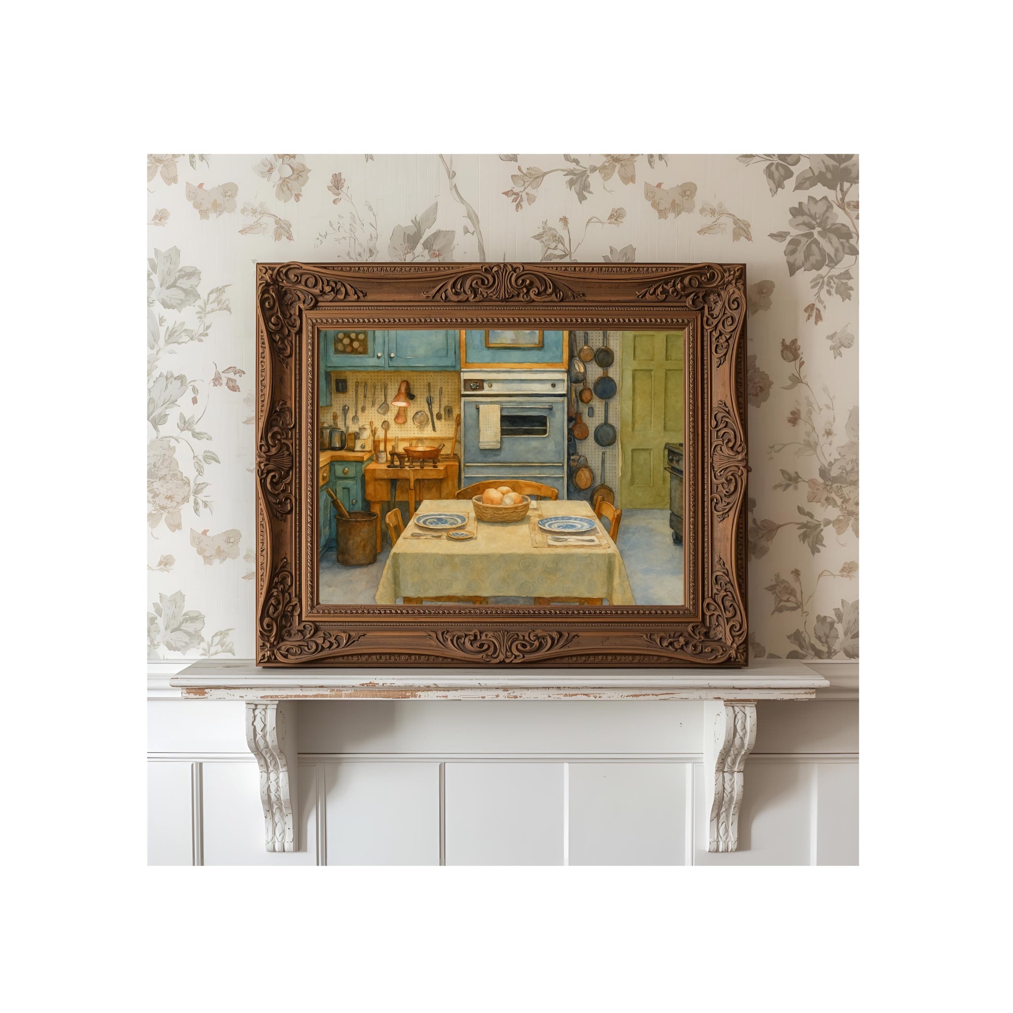 Julia's Kitchen Art Print French Cooking Painting Home Wall Decor