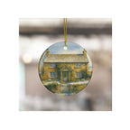 Rosehill Cottage Watercolor Ceramic Ornament Holiday Keepsake Christmas Decor