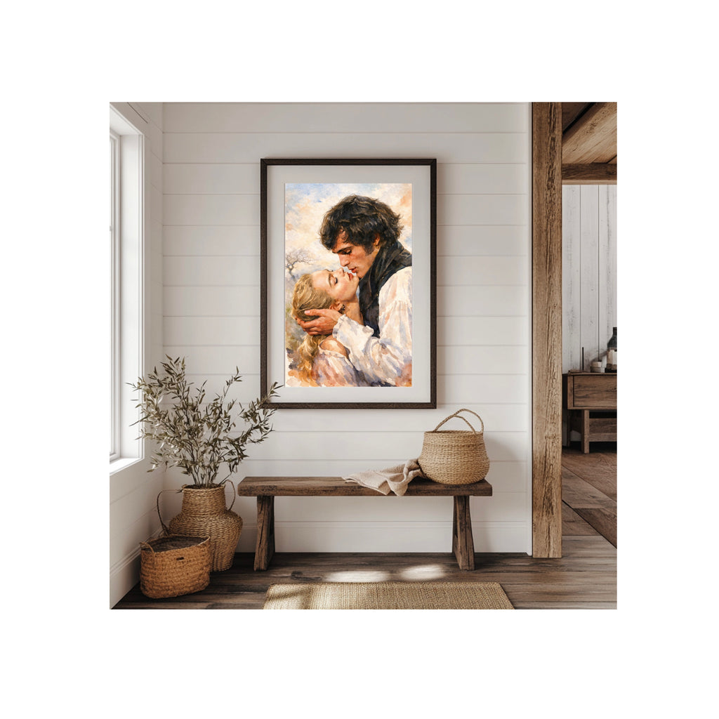 Catherine and Heathcliff Art Print Emily Bronte Book Watercolor Painting Romantic Artwork Gallery Wall Decor