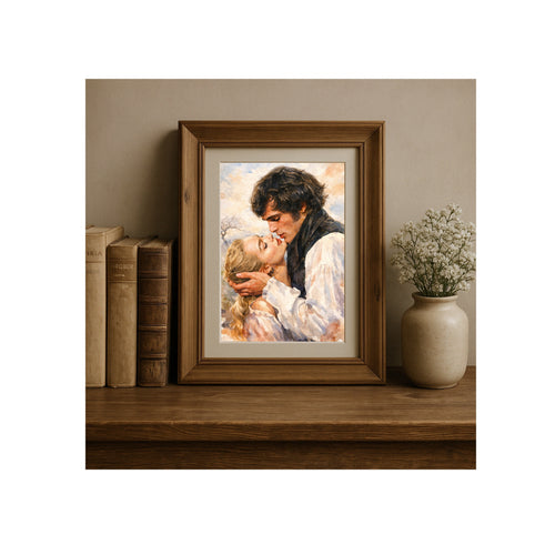 Catherine and Heathcliff Art Print Emily Bronte Book Watercolor Painting Romantic Artwork Gallery Wall Decor