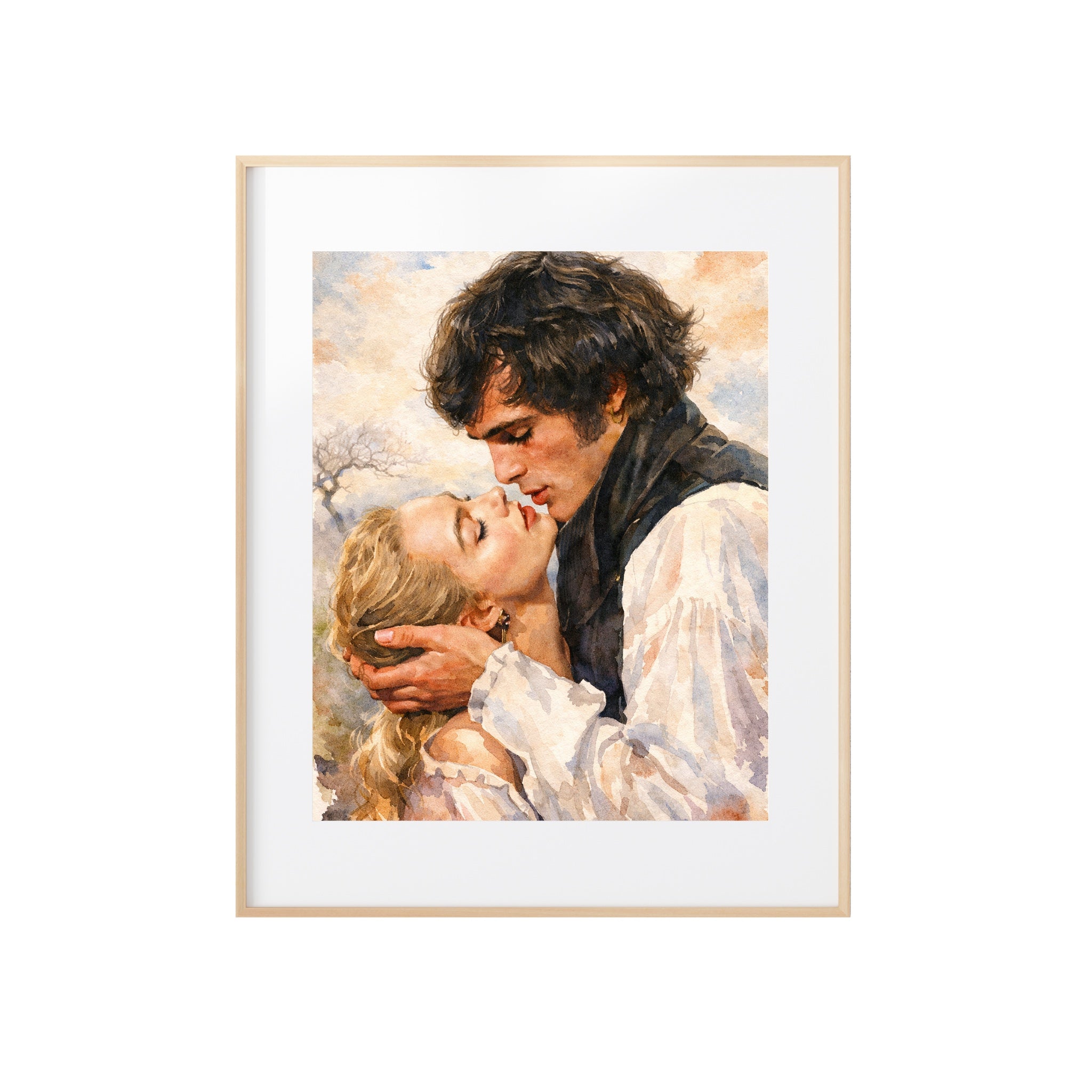 Catherine and Heathcliff Art Print Emily Bronte Book Watercolor Painting Romantic Artwork Gallery Wall Decor