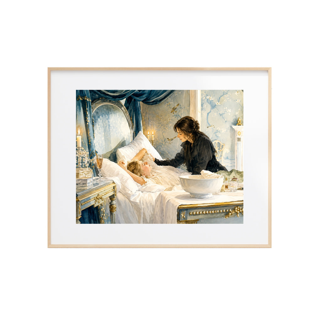Lizzy Visits Jane at Netherfield Park Watercolor Art Print