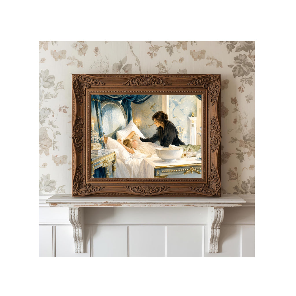 Lizzy Visits Jane at Netherfield Park Watercolor Art Print